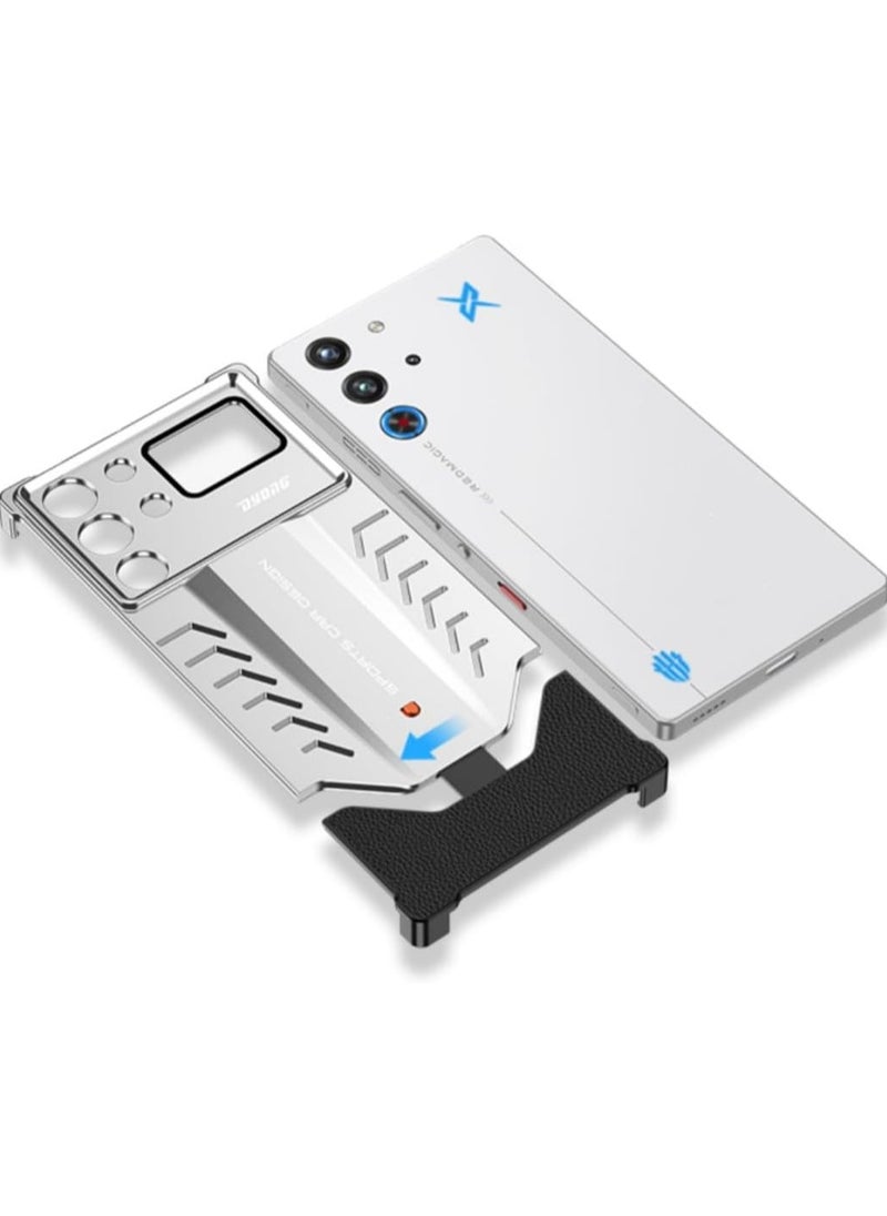 غلاف بدون إطار متوافق مع ZTE Nubia RedMagic 10 Pro/10 Pro+، غلاف حماية معدني مع إغلاق زنبركي لتبديد الحرارة، مصنوع من جلد مضاد للسقوط ومضاد للصدمات.