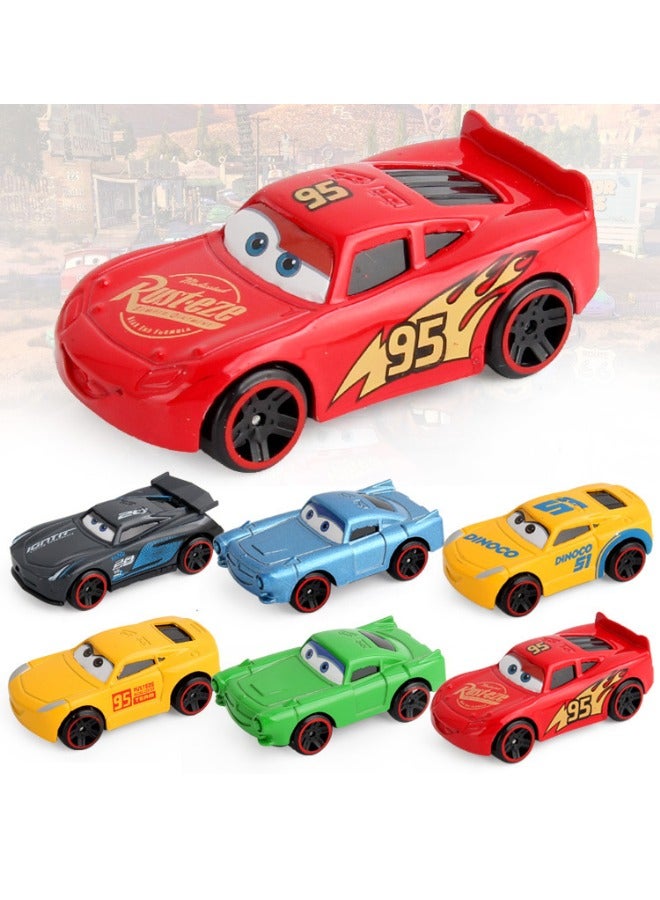 6 Pack Cars Series Alloy Toy Car, Lightning Mcqueen Car Model, Simulation Pull Back Model Car Racing Car Toys for Children Gift Collectible, 7*3.5*2.5 CM  - Image 3