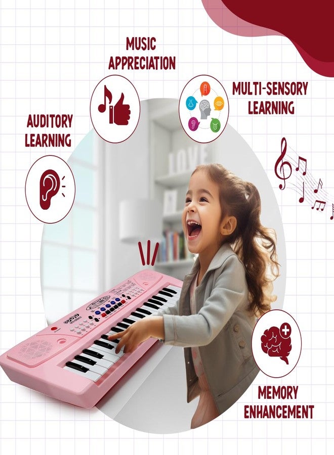 Gooyo GY-439CF 37-Key Musical Piano Keyboard with Microphone | 8 Rhythms, 8 Tones, 6 Demos, Song Record Feature | Dual Power Supply (USB Included) | Pink Color | Gift Box Packaging - Image 5