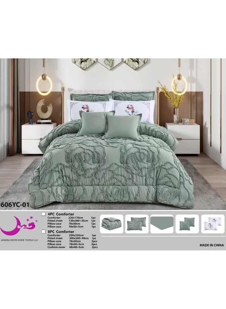 مون طقم لحاف مفرش  ملكي من مون  مقاس نفرين مكون من 8 قطع بحجم 250x230 سم - Image 2