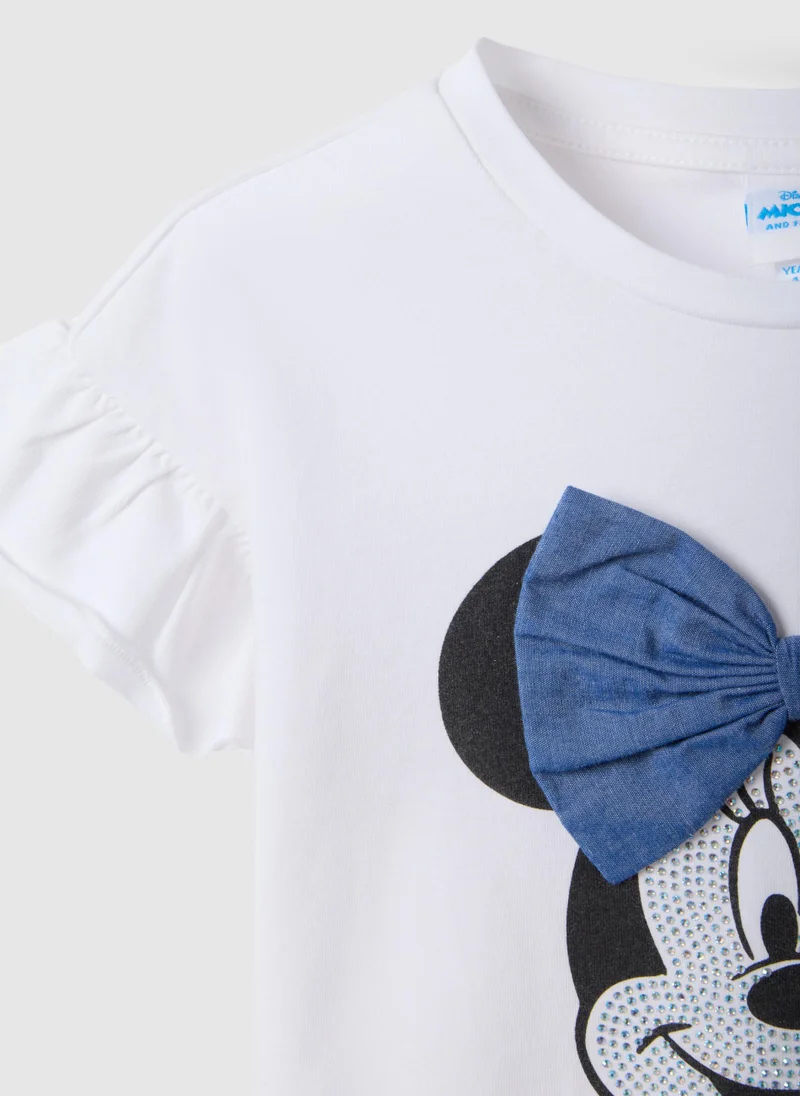 Ovs  Ovs White Stretch Cotton T-Shirt With Minnie Print For Girls for Women | Best Price UAE