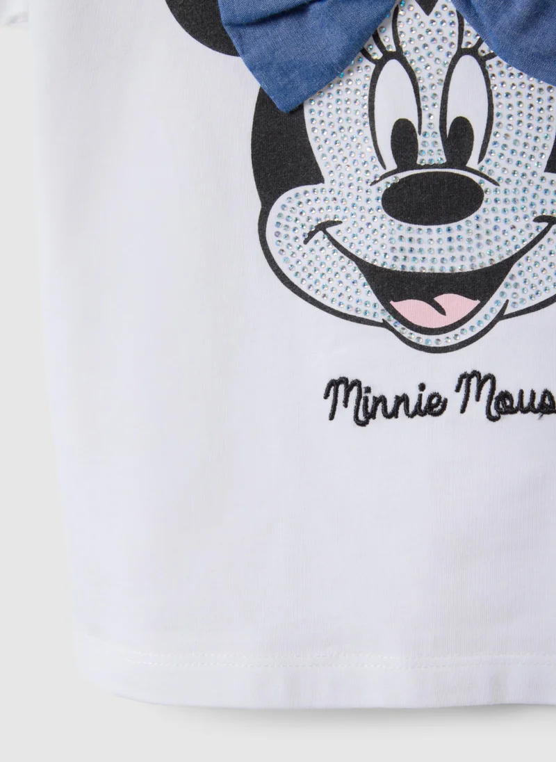 Ovs  Ovs White Stretch Cotton T-Shirt With Minnie Print For Girls for Women | Best Price UAE