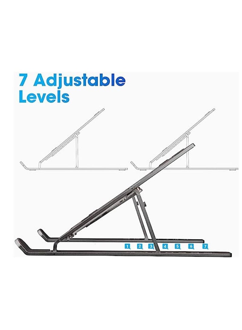 Generic Laptop Stand Supports laptops up to 43.18cm (17"), Aluminium Alloy Body with 7 Adjustable Levels, Anti Slip Silicon Rubber Pads, Foldable (Dark Grey) - Image 2