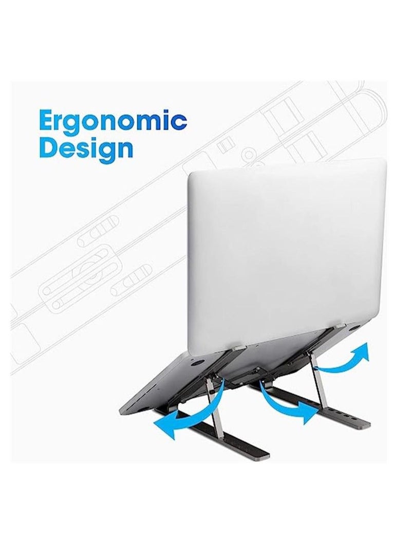 Generic Laptop Stand Supports laptops up to 43.18cm (17"), Aluminium Alloy Body with 7 Adjustable Levels, Anti Slip Silicon Rubber Pads, Foldable (Dark Grey) - Image 5