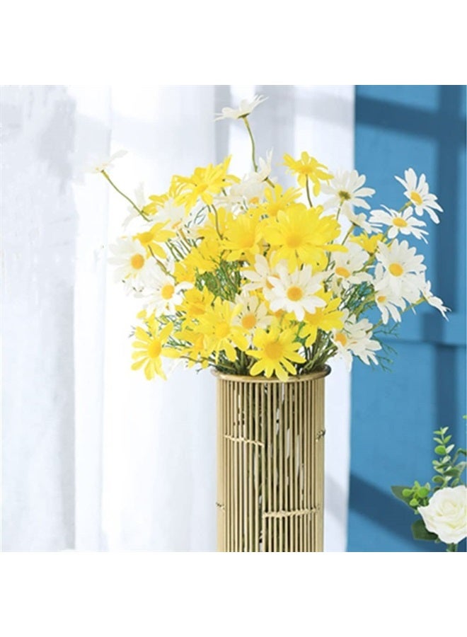 OUKEYI Artificial Flowers 12 Bundles Artificial Silk Daisy Fake Flowers UV Resistant Outdoor Fake Wildflowers with Stems Greenery Shrubs Plants Arrangements for Home Garden for Decoration (Yellow) - Image 4