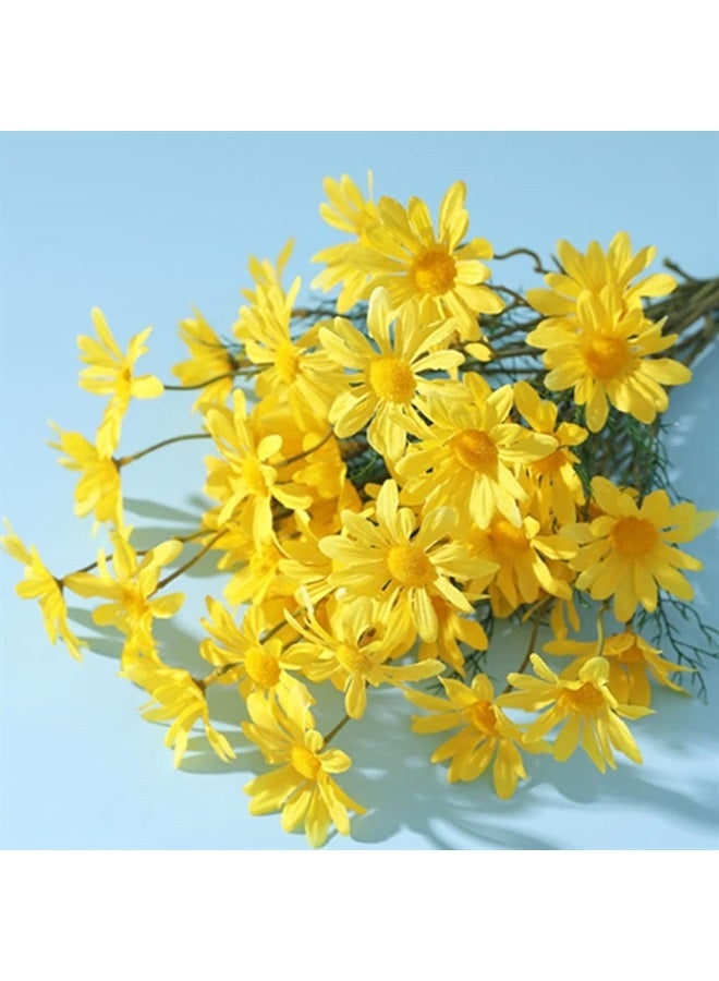 OUKEYI Artificial Flowers 12 Bundles Artificial Silk Daisy Fake Flowers UV Resistant Outdoor Fake Wildflowers with Stems Greenery Shrubs Plants Arrangements for Home Garden for Decoration (Yellow) - Image 2
