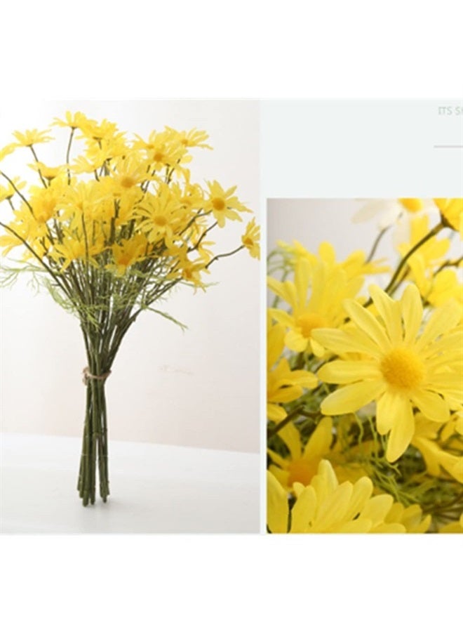 OUKEYI Artificial Flowers 12 Bundles Artificial Silk Daisy Fake Flowers UV Resistant Outdoor Fake Wildflowers with Stems Greenery Shrubs Plants Arrangements for Home Garden for Decoration (Yellow) - Image 5