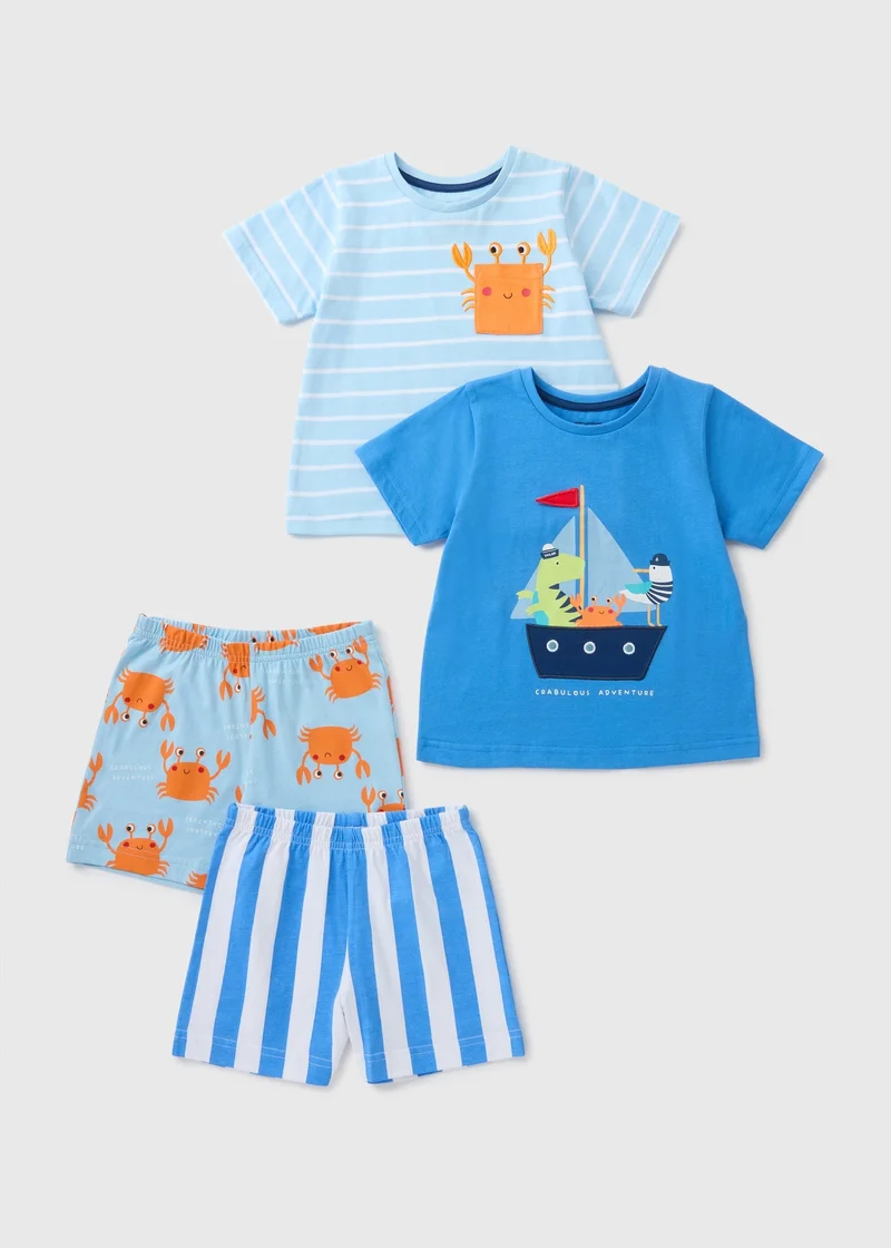 ماتلان 2 Pack Boys Blue Boat T-Shirt & Shorts Set