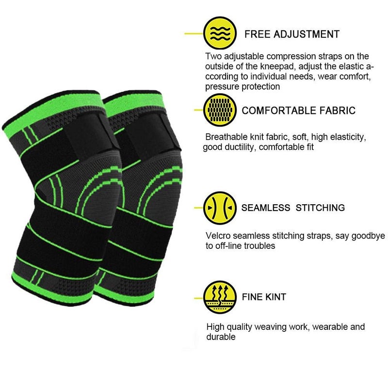 cheekyglo Knee Support, Pad Knee Support Brace Guard Adjustable Band Knee Sleeve Protector for Outdoor Indoor Sports Knee Braces indoor volleyball knee pads Knee Braces Sleeves (LGreen) - Image 4
