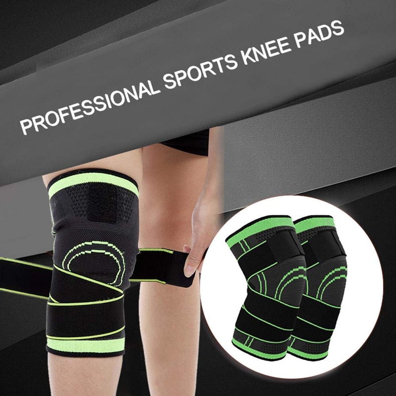 cheekyglo Knee Support, Pad Knee Support Brace Guard Adjustable Band Knee Sleeve Protector for Outdoor Indoor Sports Knee Braces indoor volleyball knee pads Knee Braces Sleeves (LGreen) - Image 2