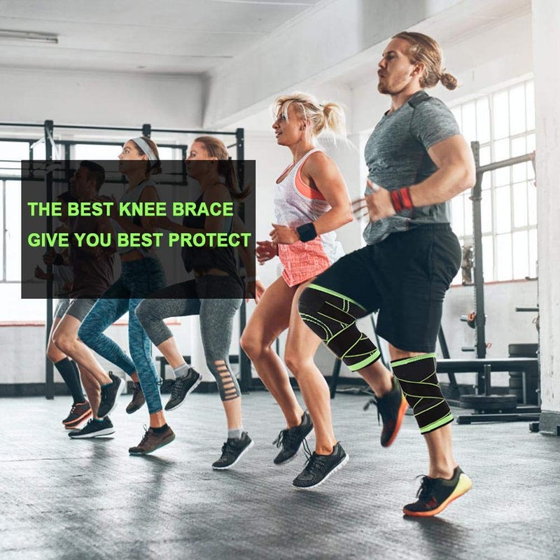 cheekyglo Knee Support, Pad Knee Support Brace Guard Adjustable Band Knee Sleeve Protector for Outdoor Indoor Sports Knee Braces indoor volleyball knee pads Knee Braces Sleeves (LGreen) - Image 3