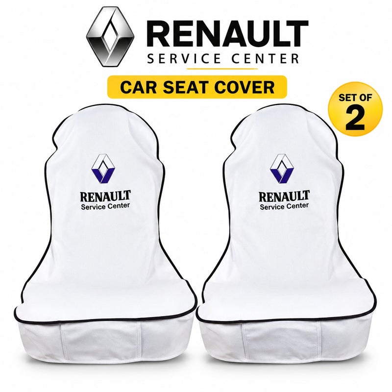 RENAULT Universal Car Seat Dust Dirt Protection Cover, Extra Protection For Your Seat, RENAULT Car Seat Cover 2 pcs Set White - Image 1