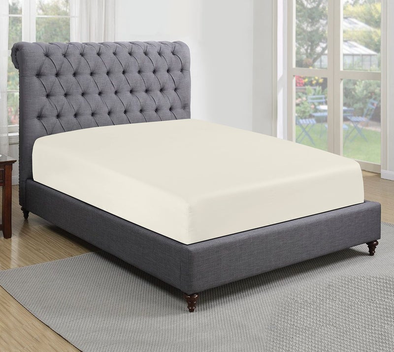 Sapphire collection 200 Thread Count 100 Egyptian Cotton Fitted Sheet Single Cream