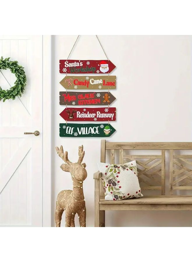 5pcs Wooden Christmas Hanging Arrow Signs Seasonal Wall Decor for Home Indoor Outdoor - Image 4