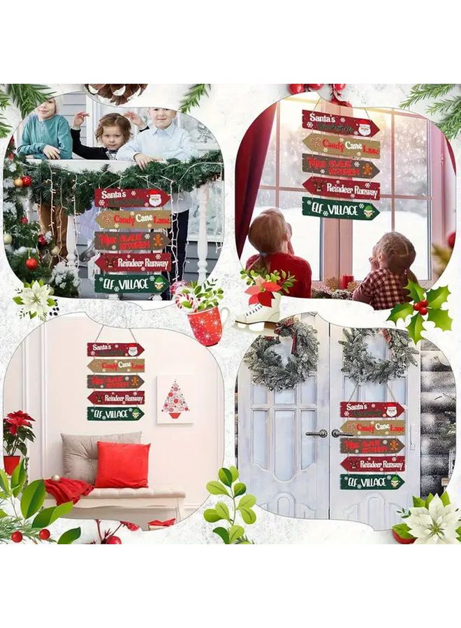 5pcs Wooden Christmas Hanging Arrow Signs Seasonal Wall Decor for Home Indoor Outdoor - Image 5
