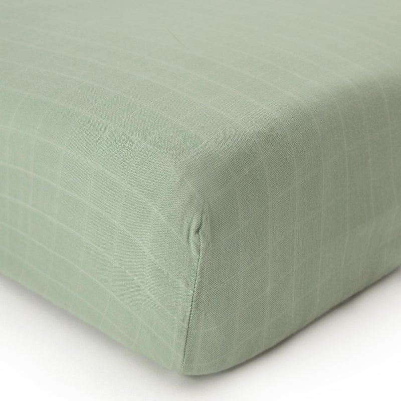 Pondering Pine Organic Muslin Fitted Crib Sheet Organic Crib Sheet for Standard Crib and Toddler Mattresses Soft and Breathable Eucalyptus Leaves 28x52