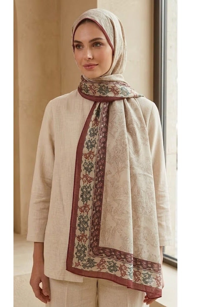 طرحة وشاح حجاب إسلامي قطني فاخر للنساء للمناسبات والأيام العادية - مقاس (200 سم × 75 سم)