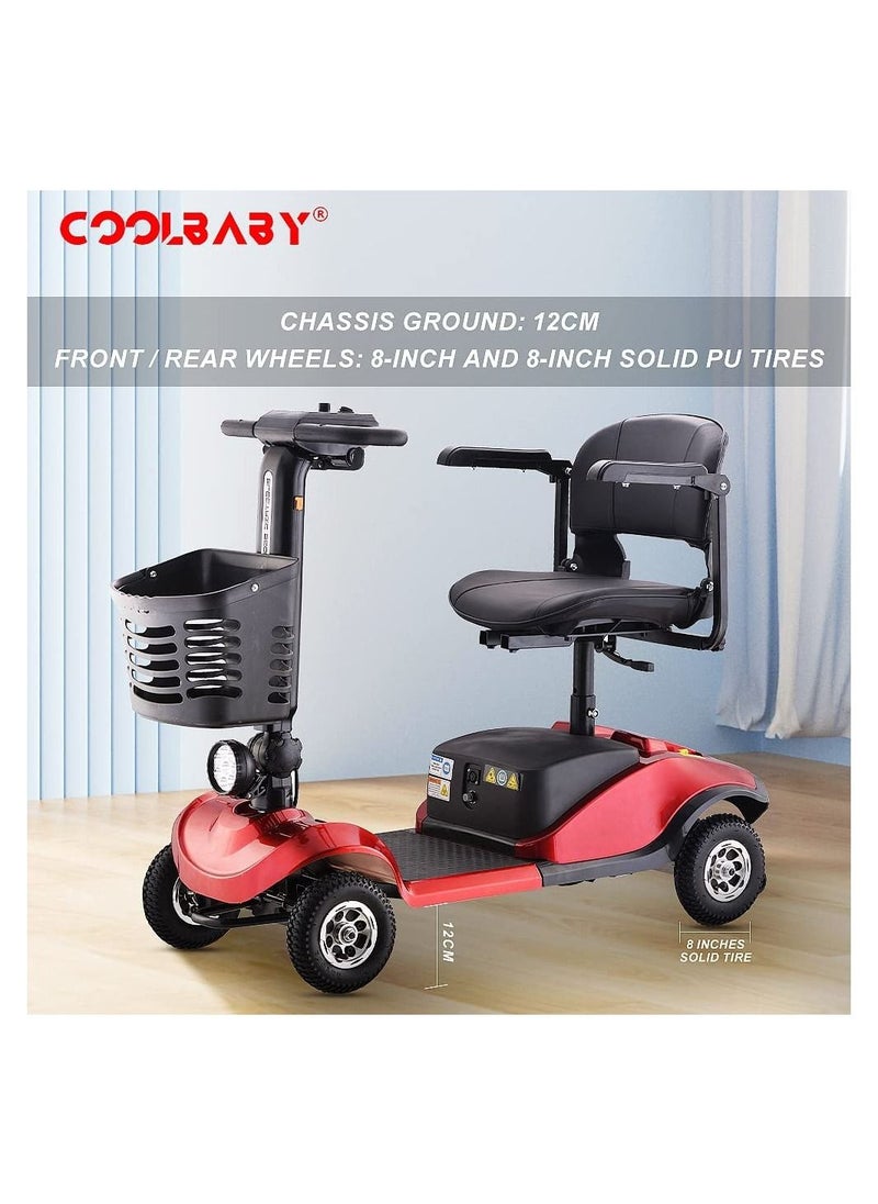 Generic - 4-Wheel Folding Mobility Scooters Power Portable Mobility Scooter, Openable Handrail, Electromagnetic Brake, Rotatable Seat for Adults Elderly Outdoor Travel - Image 1