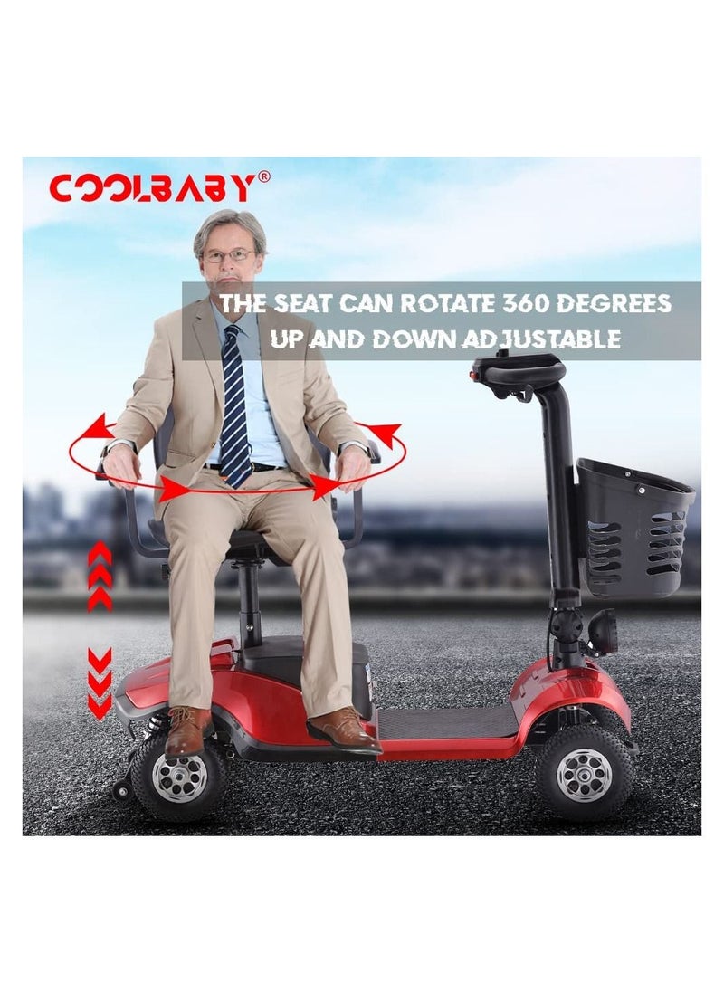 Generic - 4-Wheel Folding Mobility Scooters Power Portable Mobility Scooter, Openable Handrail, Electromagnetic Brake, Rotatable Seat for Adults Elderly Outdoor Travel - Image 1