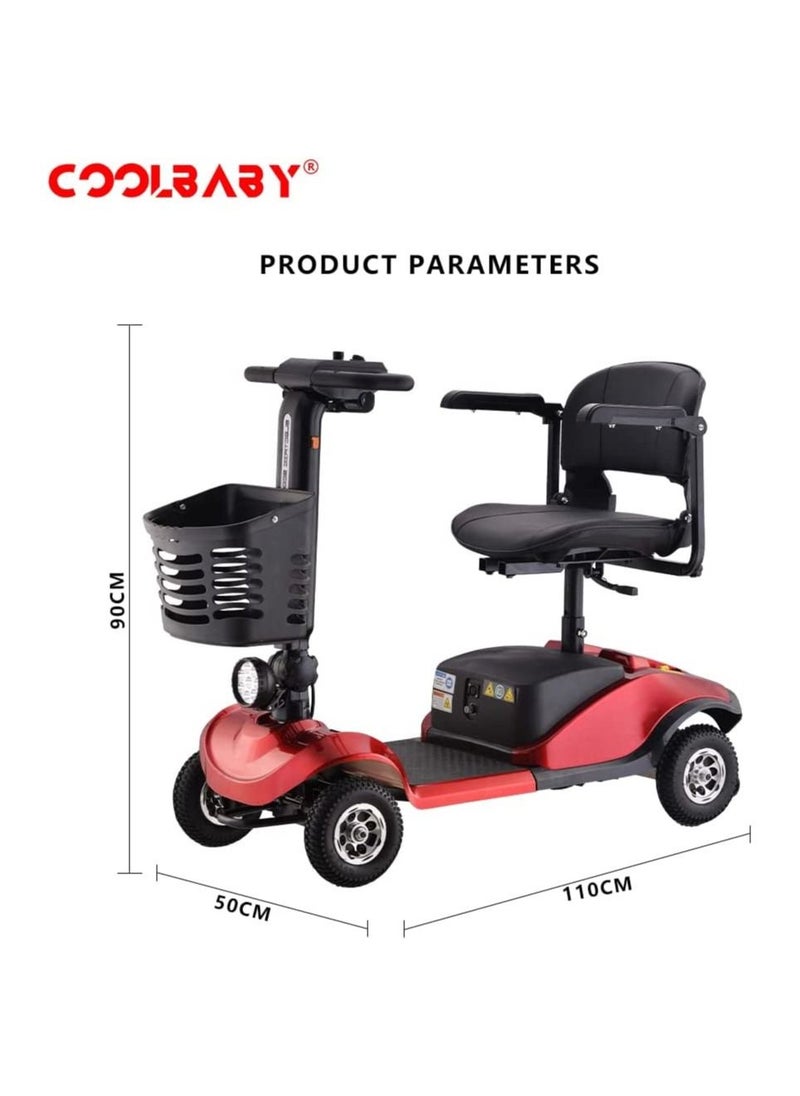 Generic - 4-Wheel Folding Mobility Scooters Power Portable Mobility Scooter, Openable Handrail, Electromagnetic Brake, Rotatable Seat for Adults Elderly Outdoor Travel - Image 1