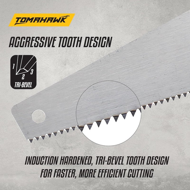 Tomahawk منشار يدوي ثقيل ® | شفرة حادة بطول 24 بوصة للقطع الدقيق | مقبض مريح | مثالي للأعمال الخشبية، مشاريع DIY، والبناء | أداة منشار يدوي متينة وفعالة - Image 3