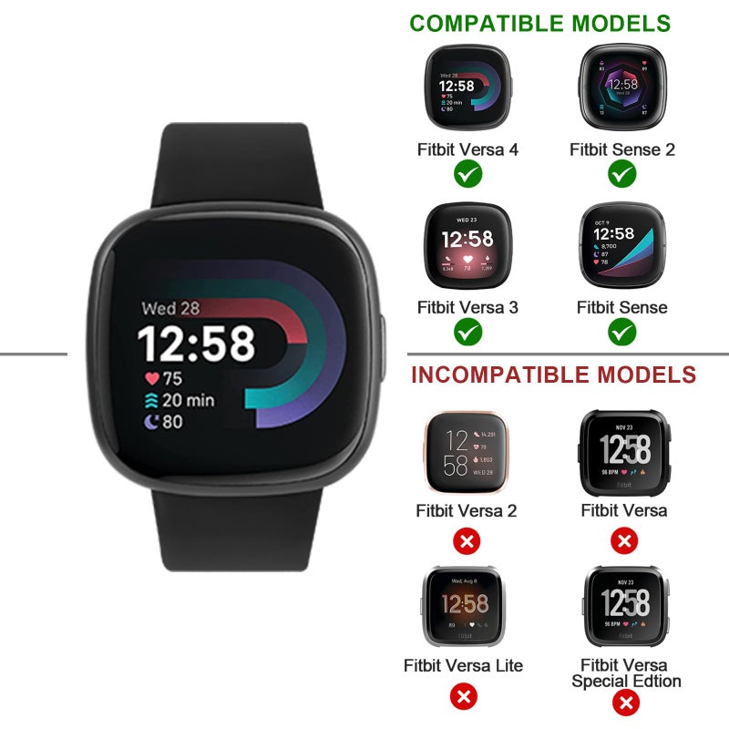 Tobfit Silicone Bands Compatible with Fitbit Versa 4 Bands / Fitbit Versa 3 Bands / Sense 2 Bands / Fitbit Sense Watch Bands for Women Men, Soft Sport Wristbands Replacement Straps (4 Pack) Large, (Lightpink/Starlight/Mauve/Milk Tea) - Image 2