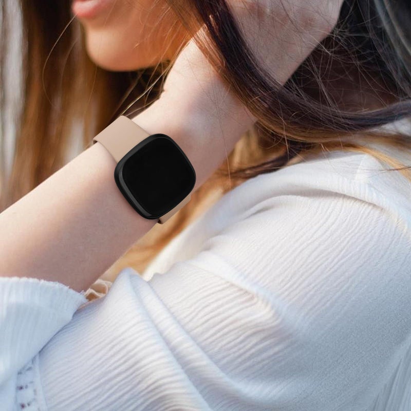 Tobfit Silicone Bands Compatible with Fitbit Versa 4 Bands / Fitbit Versa 3 Bands / Sense 2 Bands / Fitbit Sense Watch Bands for Women Men, Soft Sport Wristbands Replacement Straps (4 Pack) Large, (Lightpink/Starlight/Mauve/Milk Tea) - Image 5