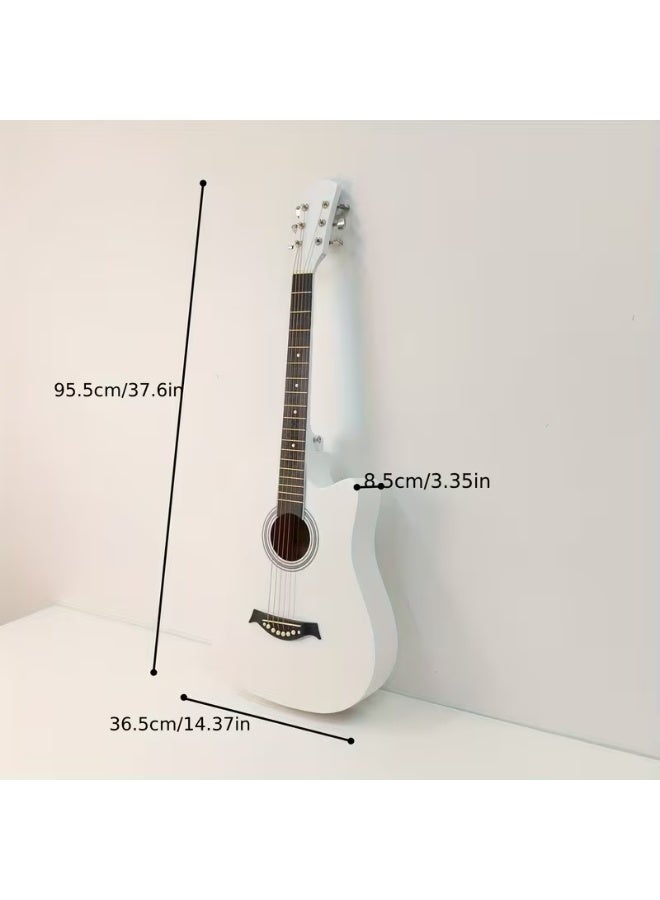 Megarya 38 Inch Beginner Acoustic Guitar Ideal for Party Games & Events, Durable Basswood Panels & ABS Nuts,for Teens & Adults (White) - Image 2