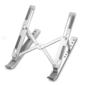 Generic Fozby Portable Laptop Stand for Desk Table Fits Up to 156 Laptops Aluminum 7Height Adjustable Ventilated Foldable Design with Carry Pouch Silver Ergonomic Computer Riser for Home 1pcs  - Image 1