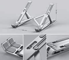 Generic Fozby Portable Laptop Stand for Desk Table Fits Up to 156 Laptops Aluminum 7Height Adjustable Ventilated Foldable Design with Carry Pouch Silver Ergonomic Computer Riser for Home 1pcs  - Image 5
