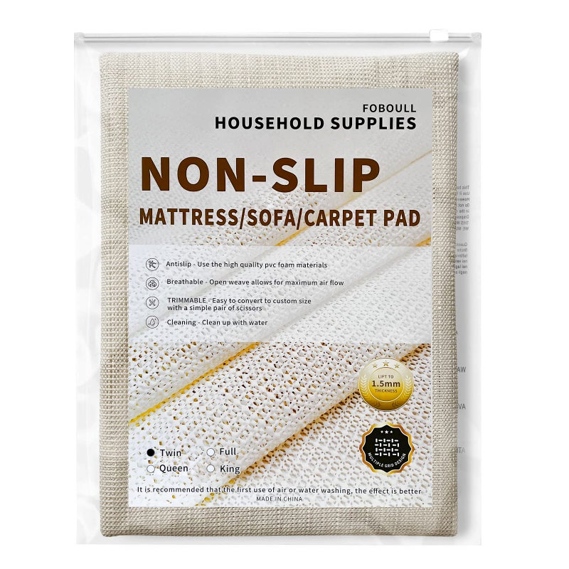 Foboull Mattress Slide Stopper and GripperSlip Mattress Grip PadsNon slip mattress padKeep Bed and Topper Pad from Sliding for Sofa Couch Chair Cushion Mattresses Easy Trim Slip ResistantTwin