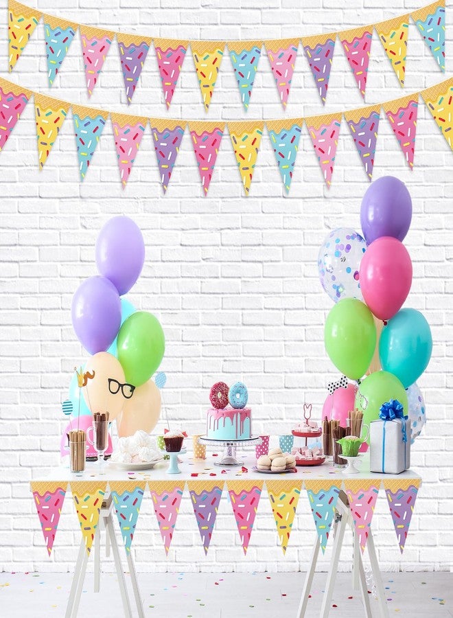 Faccito 5 Pcs Donut Party Decorations Ice Cream Donut Pennant Banner Candyland Birthday Garland Ice Cream Triangle Flags Banner for Sweet Birthday Party Supplies - Image 4