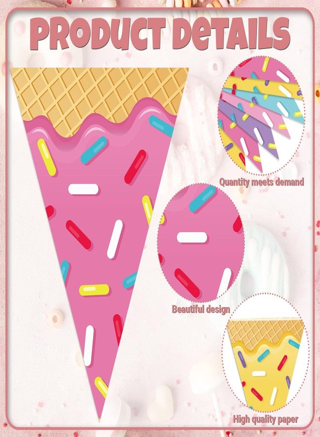 Faccito 5 Pcs Donut Party Decorations Ice Cream Donut Pennant Banner Candyland Birthday Garland Ice Cream Triangle Flags Banner for Sweet Birthday Party Supplies - Image 3