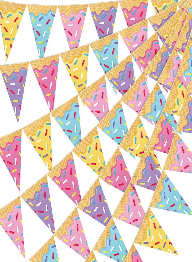 Faccito 5 Pcs Donut Party Decorations Ice Cream Donut Pennant Banner Candyland Birthday Garland Ice Cream Triangle Flags Banner for Sweet Birthday Party Supplies - Image 1