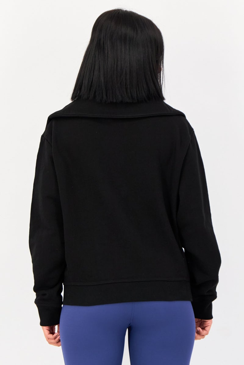 Reebok Women Sportswear Fit Embroidered Long Sleeve Outdoor Sweatshirt, Black - Image 3