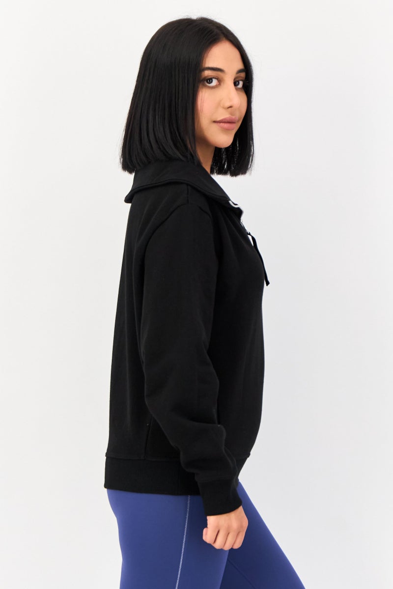 Reebok Women Sportswear Fit Embroidered Long Sleeve Outdoor Sweatshirt, Black - Image 2