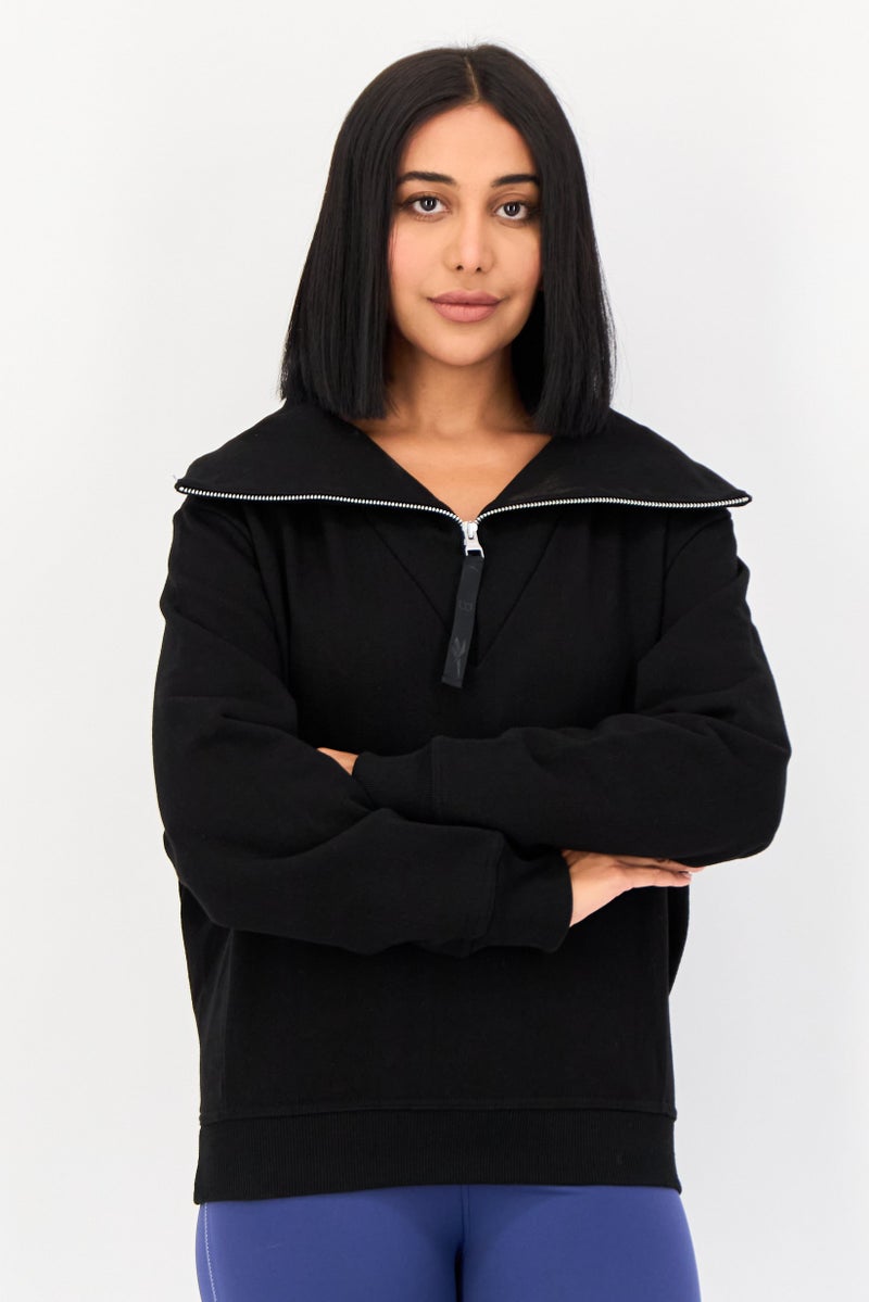 Reebok Women Sportswear Fit Embroidered Long Sleeve Outdoor Sweatshirt, Black - Image 1