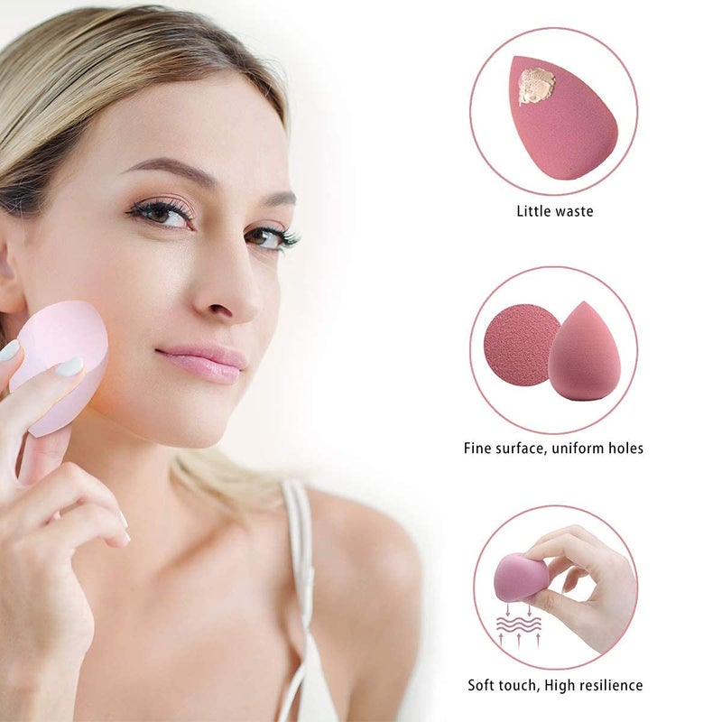 Tandem Makeup Sponges for Foundation Makeup Sponge Set for Blending Beauty Blender Set of 4 Egg Case Holder Flawless for Cream Powder and Liquid Pink Mix Colours - Image 5