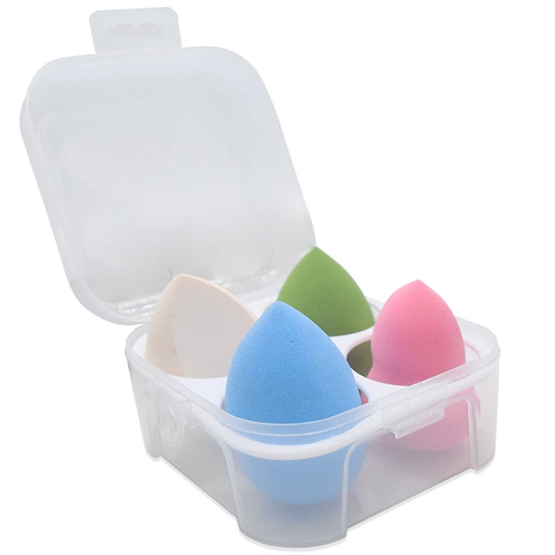 Tandem Makeup Sponges for Foundation Makeup Sponge Set for Blending Beauty Blender Set of 4 Egg Case Holder Flawless for Cream Powder and Liquid Pink Mix Colours - Image 1