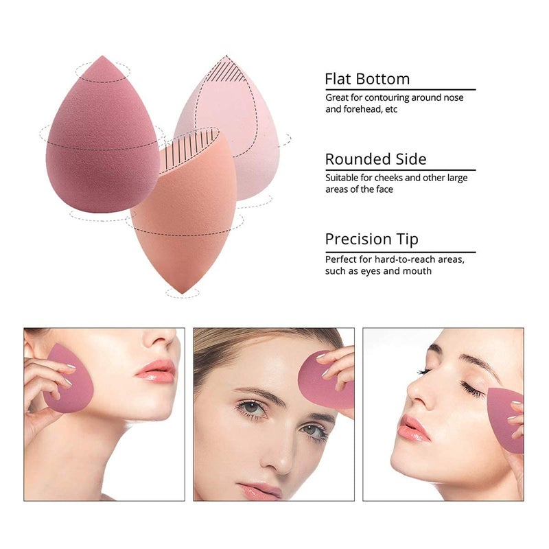 Tandem Makeup Sponges for Foundation Makeup Sponge Set for Blending Beauty Blender Set of 4 Egg Case Holder Flawless for Cream Powder and Liquid Pink Mix Colours - Image 2