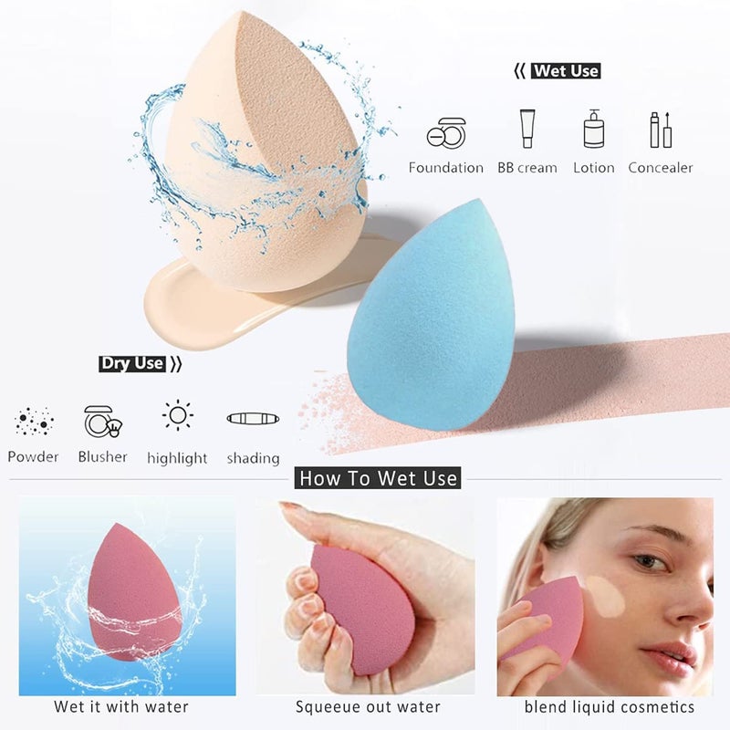 Tandem Makeup Sponges for Foundation Makeup Sponge Set for Blending Beauty Blender Set of 4 Egg Case Holder Flawless for Cream Powder and Liquid Pink Mix Colours - Image 3