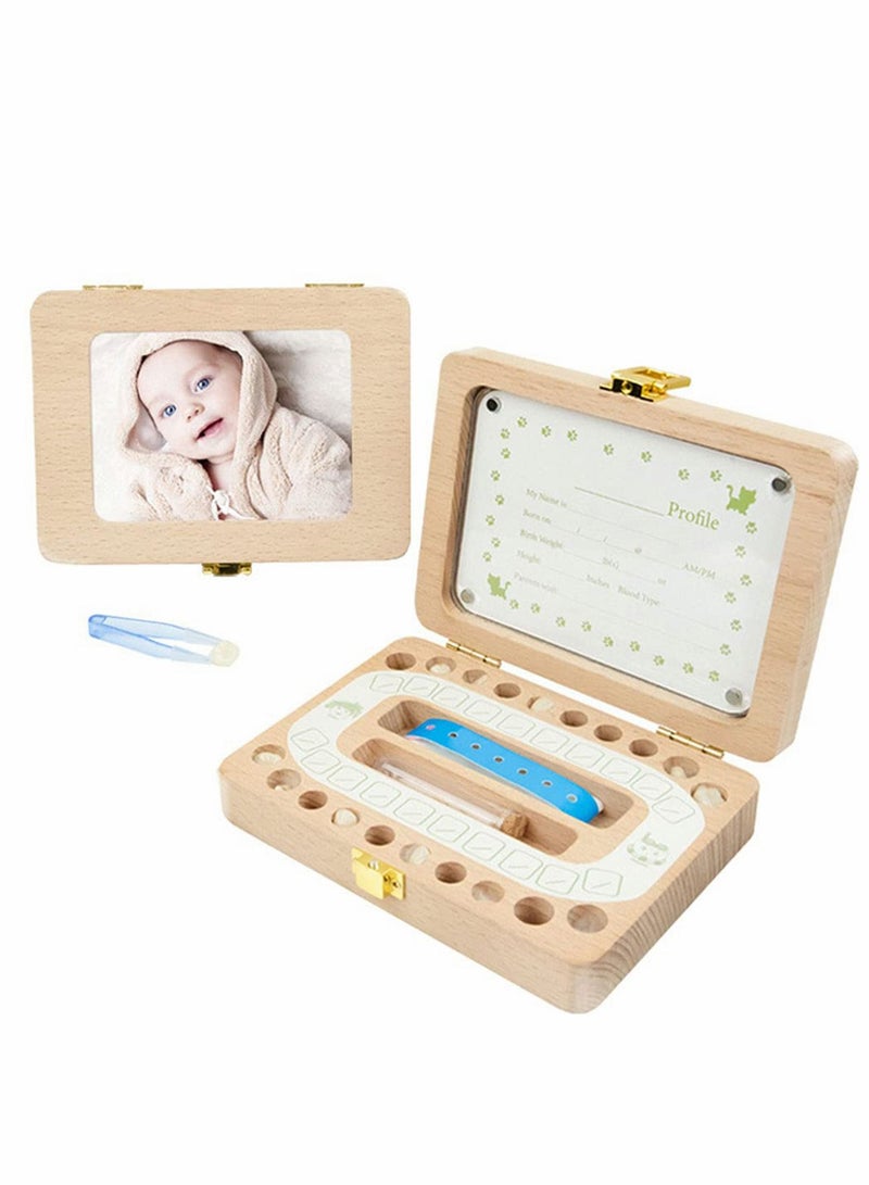 Tooth Box, Personality Wooden Kids Keepsake Organizer for Baby Teeth and Hair Photo, Shower  Birthday Gift, Storage Memory - Image 1