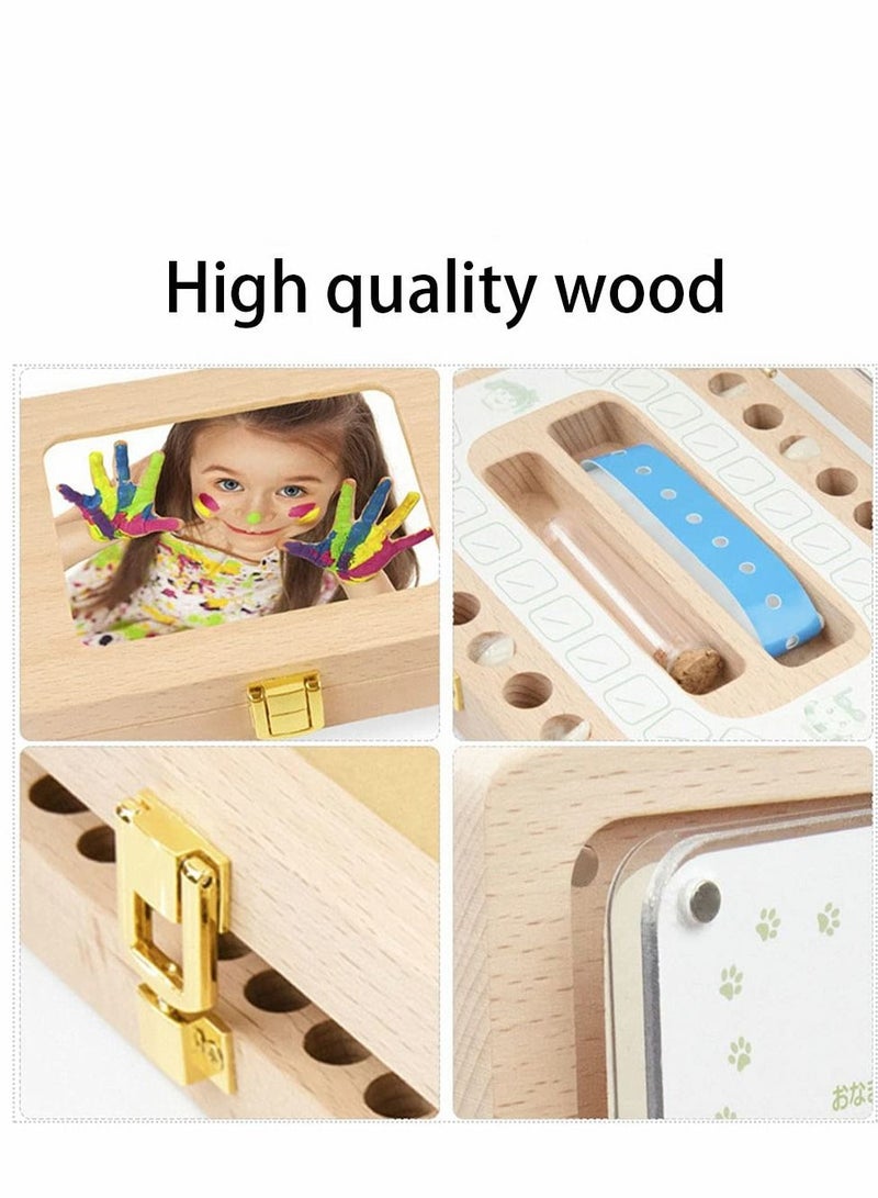 Tooth Box, Personality Wooden Kids Keepsake Organizer for Baby Teeth and Hair Photo, Shower  Birthday Gift, Storage Memory - Image 4