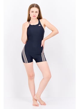 Adidas Women Brand Logo Padded One Piece Swimwear, Navy  - Image 4