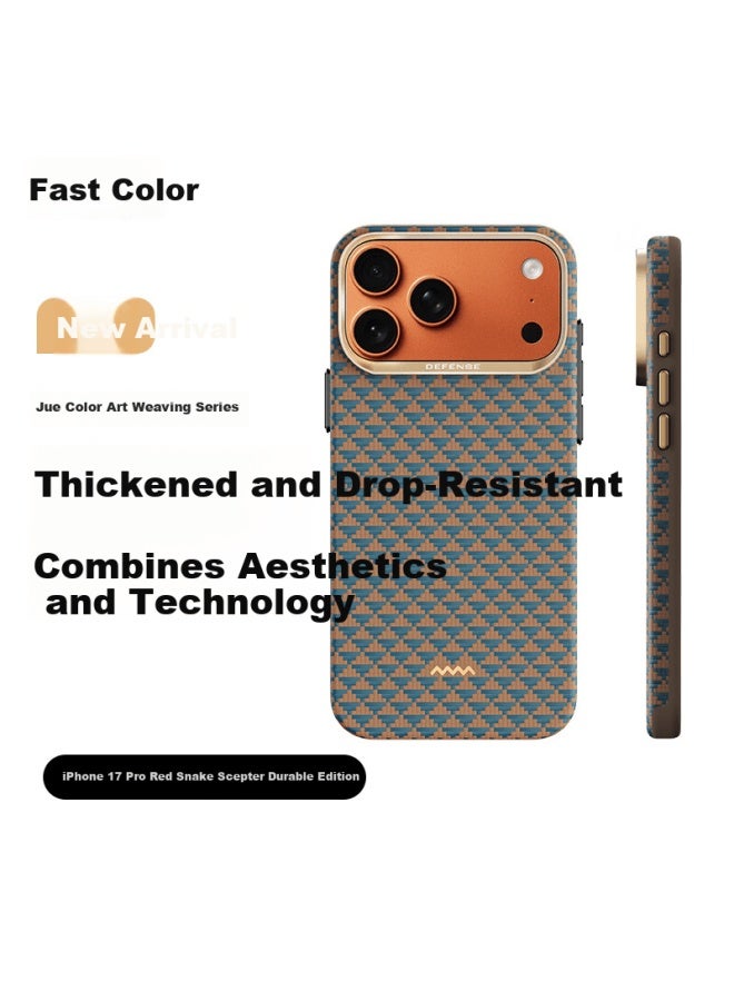 Defense Cold Porcelain Camera Button Kevlar Magnetic Woven Iphone 17 Pro Case Thickened Shockproof For Men - Image 1