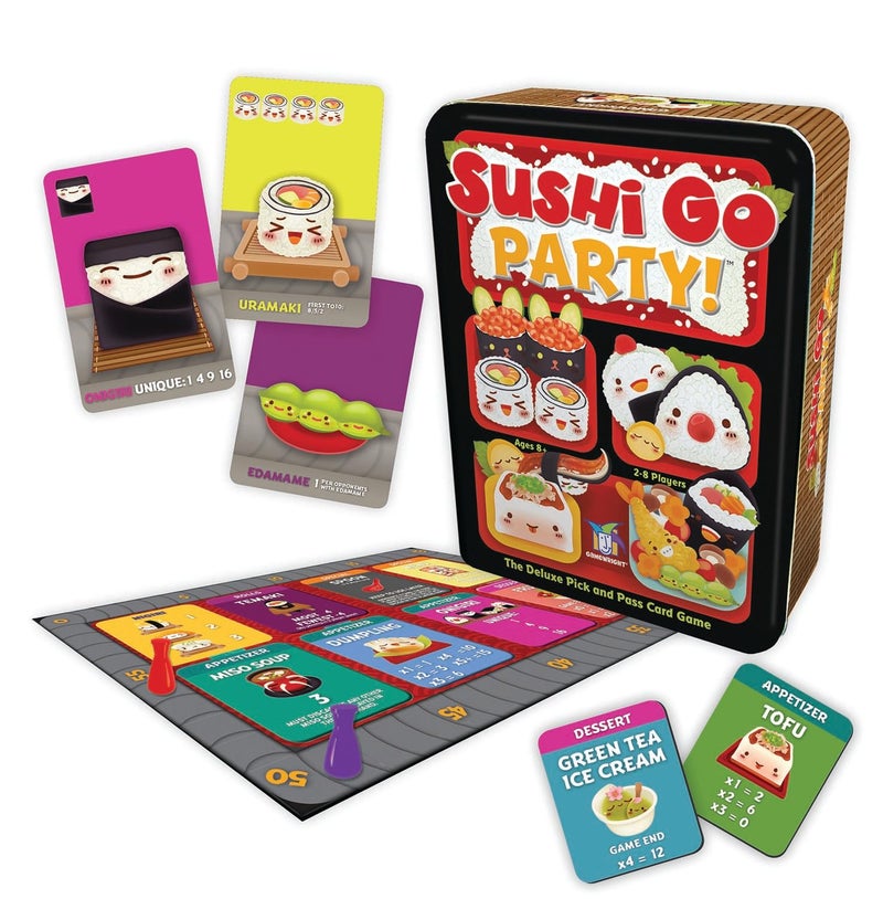 Sushi Go Party The Deluxe Pick Pass Card Game by Gamewright Multicolored