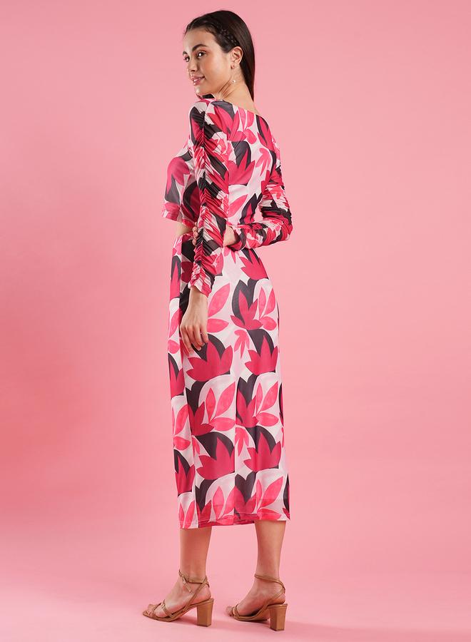 Globus Floral Print Mesh Crop Top and Pencil Skirt Co-Ords - Image 3