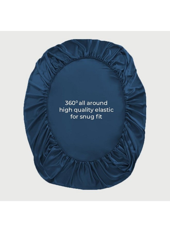 LINENWALAS 100% Vegan Bamboo Silk Solid Fitted Bedsheet With Secure Elastic Deep Pocket With Pillowcase Natural Soft And Best For Hair And Delicate Skin-King(72 X 78 Inches)-Navy Blue,300 Tc - Image 5