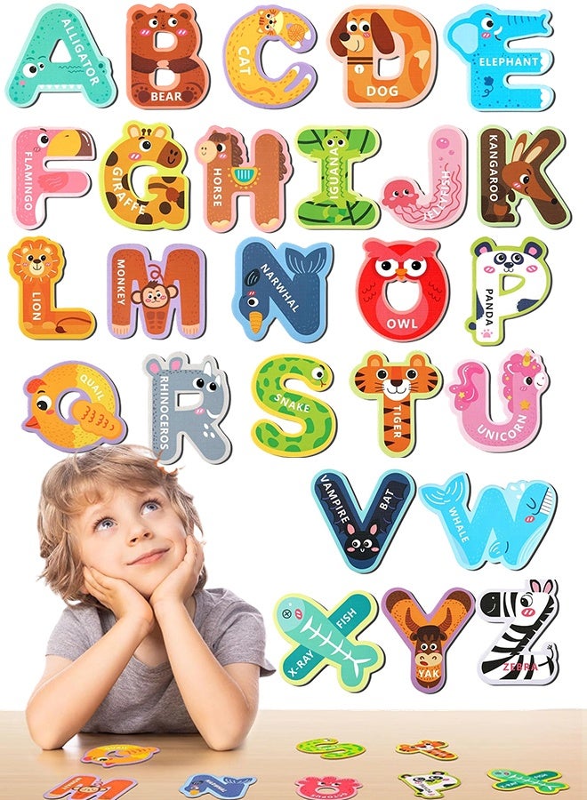 Magnetic Alphabet Letters for Kids, Large Animal Design Fridge Magnets, Educational Learning Toys with 26 Uppercase ABC, Suitable for Baby, Toddler and Preschool Children - Image 1