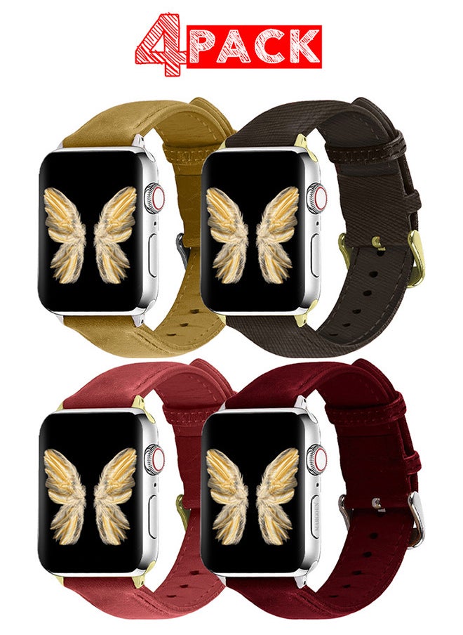 CATANES - 4 Pack For Apple Watch Band 38mm/40mm/41mm Leather Band Buckle Strap Wristband Compatible with Apple watch series 7/6/5/4/3/2/1/SE - Image 1